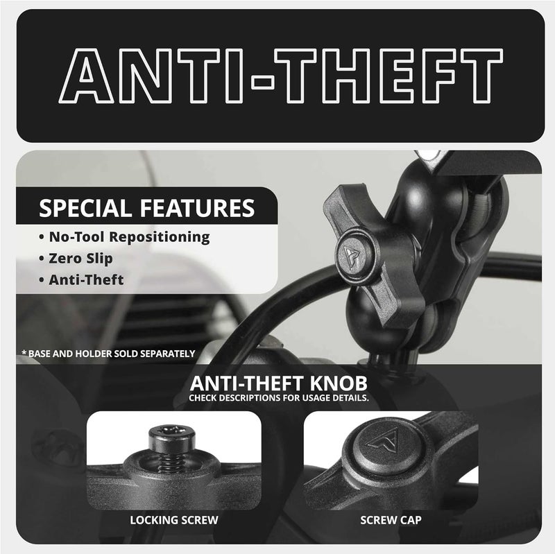 tackform 2" Long Metal 20mm Ball and Socket Arm DuraLock 20 Series | Dual 20mm Sockets with Optional Anti-Theft Knob | Black with Pink Billet Accent Kit - Image 5